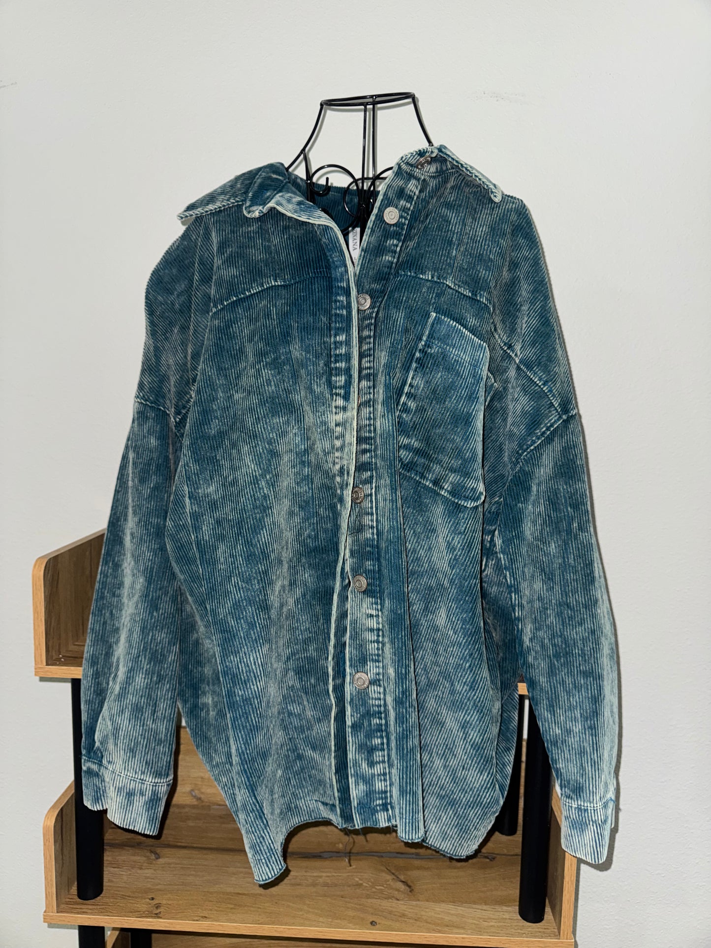 Dusty Teal Corduroy Shacket