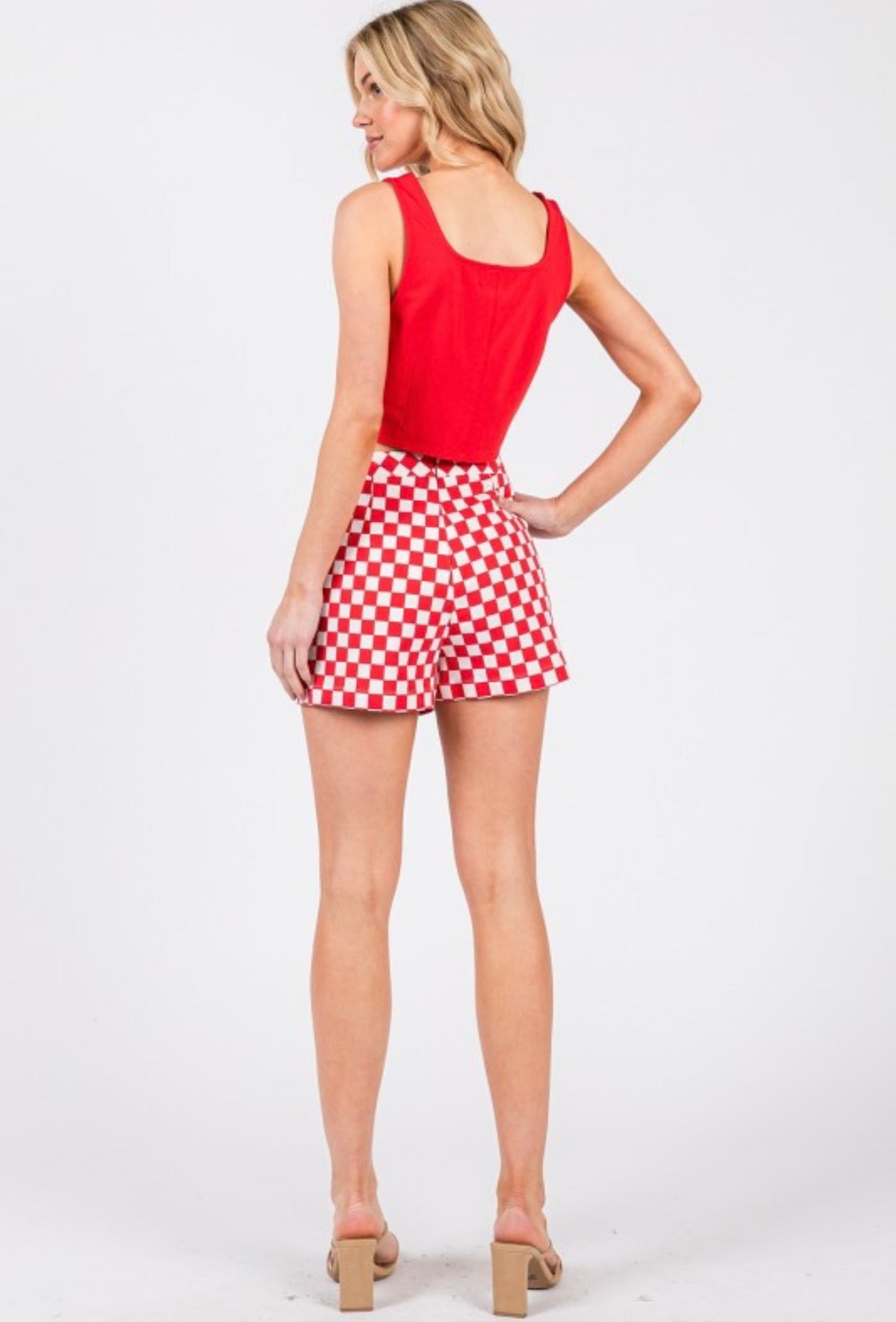 Tailgate Checkered Wrap Skort-Red