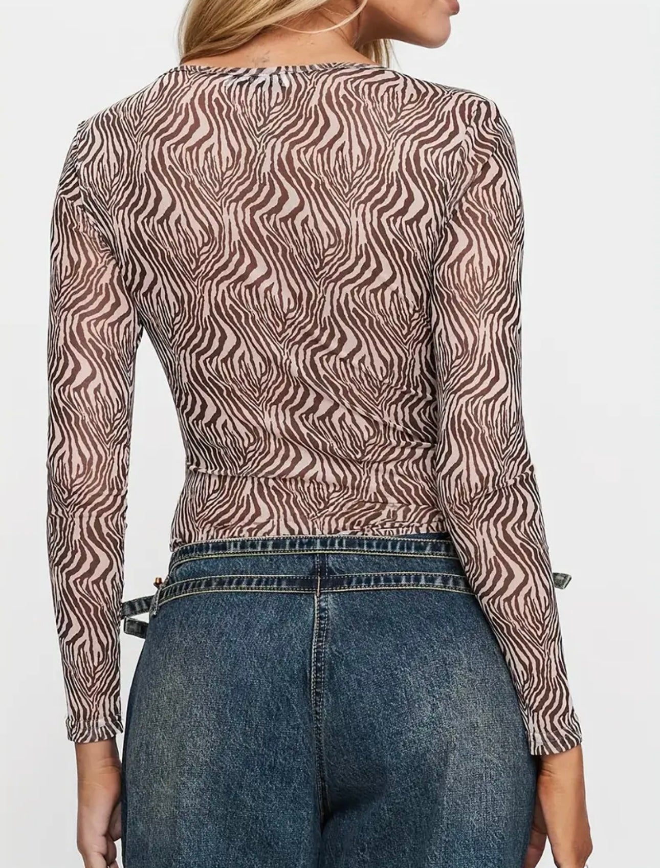 Zebra Print Mesh Top