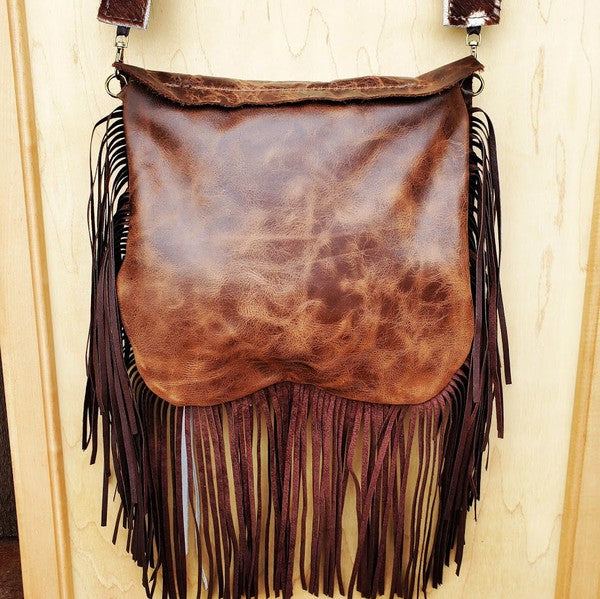 Leather White Chateau w/ Flap and Braid Accent