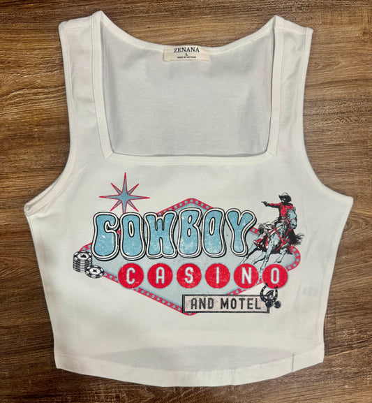 Cowboy Casino Tank-White