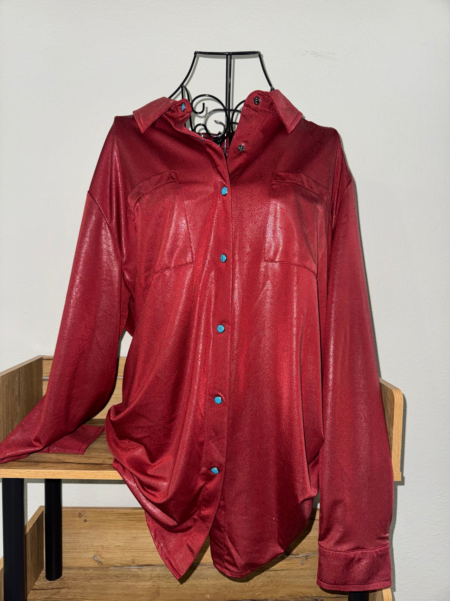 Crimson Cowgirl Satin Shirt