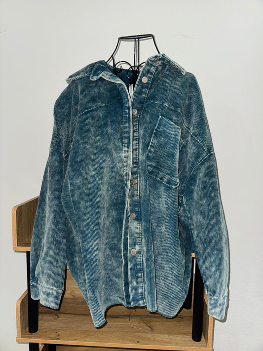 Dusty Teal Corduroy Shacket
