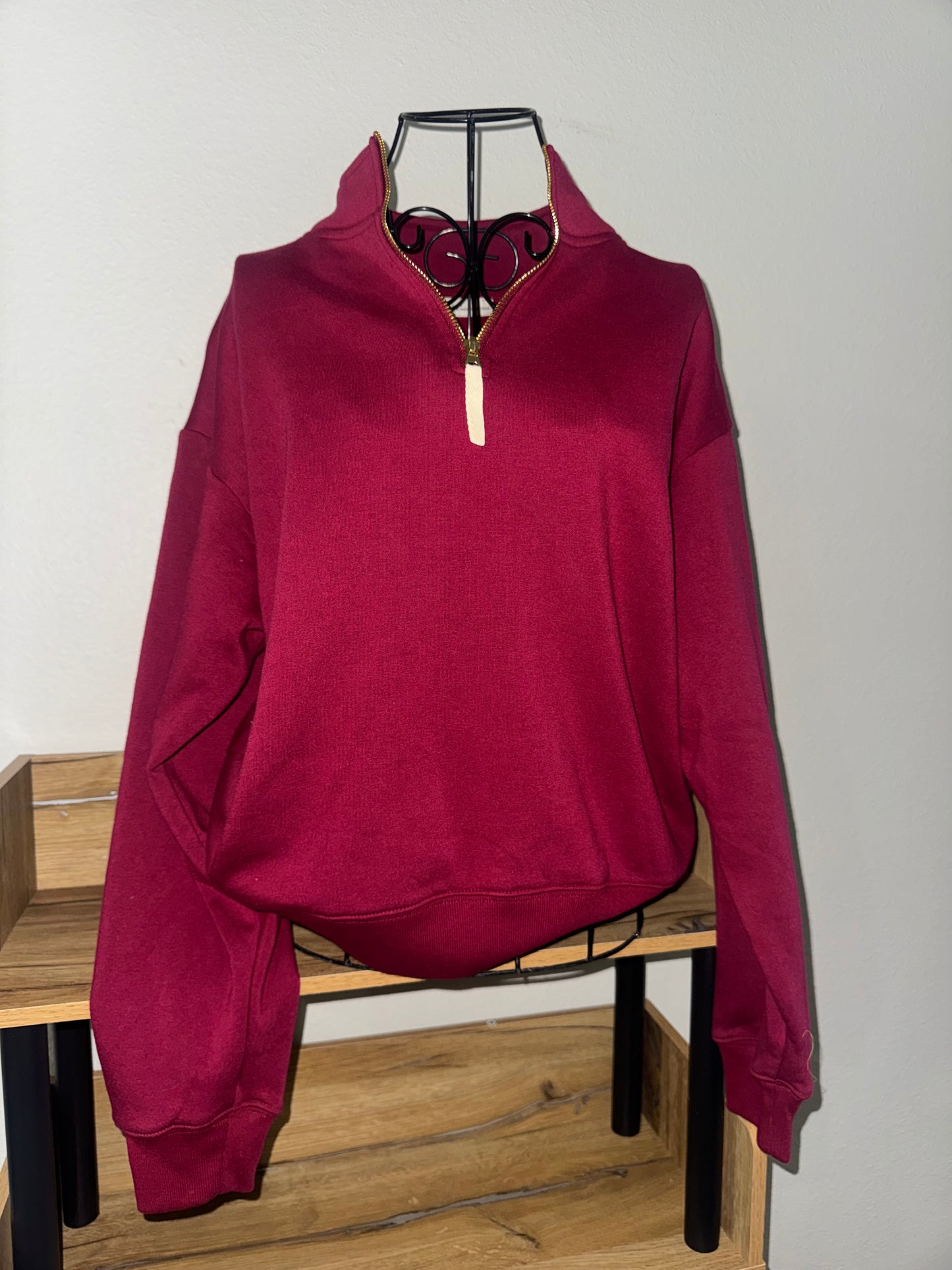Burgundy Quarter-Zip Pullover