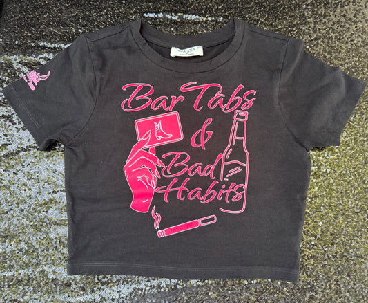 Bar Tabs & Bad Habits Crop Tee