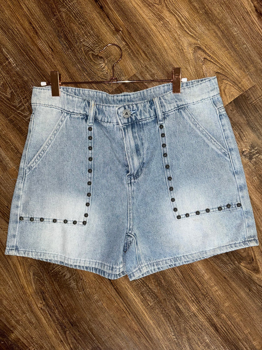 Studded Pocket Denim Shorts