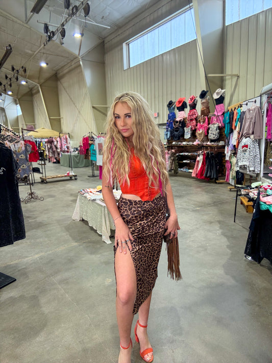 Leopard Luxe Midi Skirt