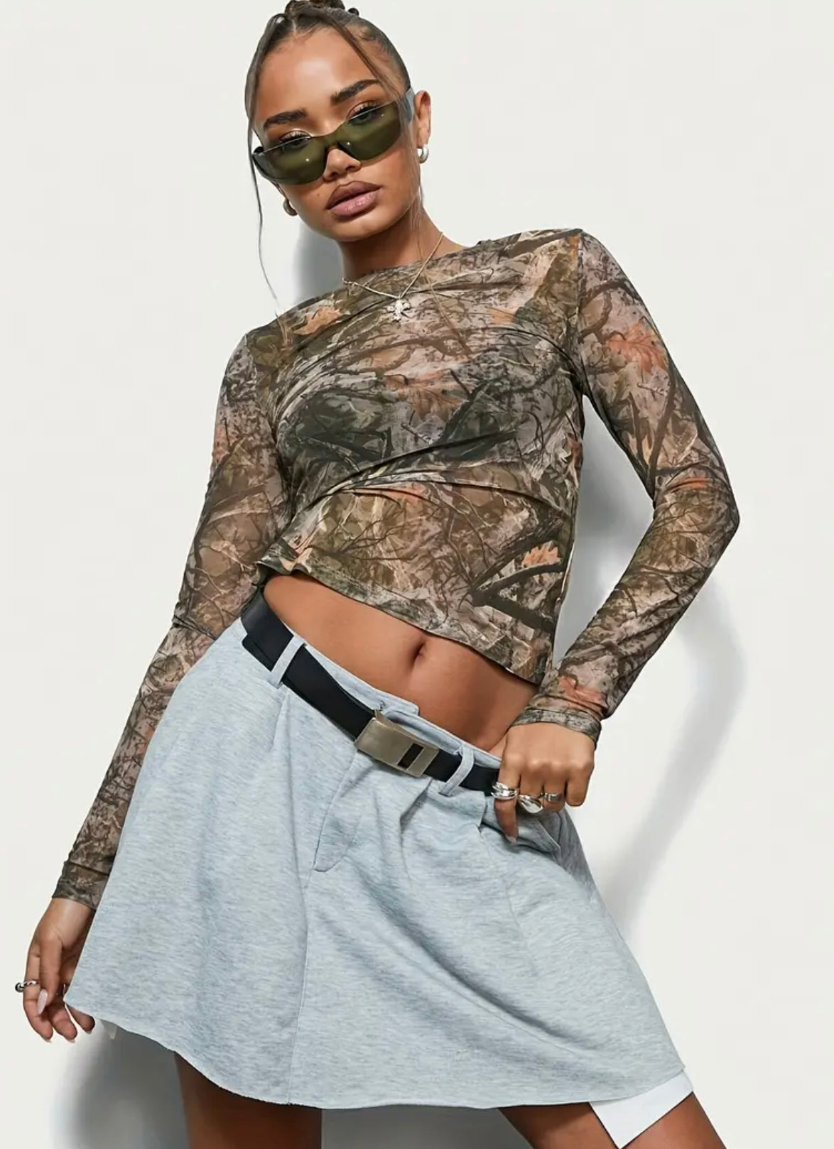 Camo Mesh Top