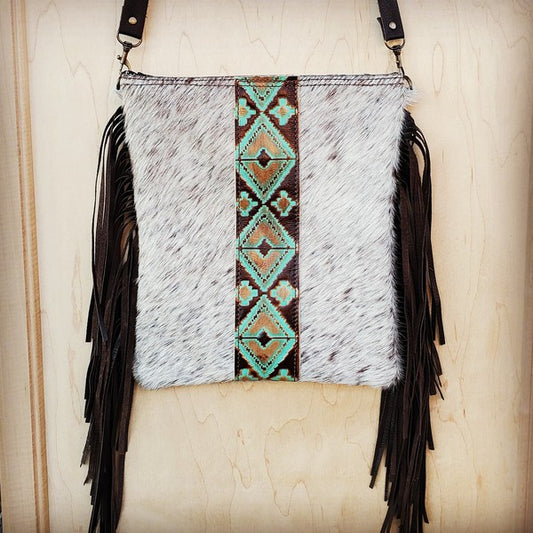 Hair w/ Turquoise Navajo Center Crossbody Handbag